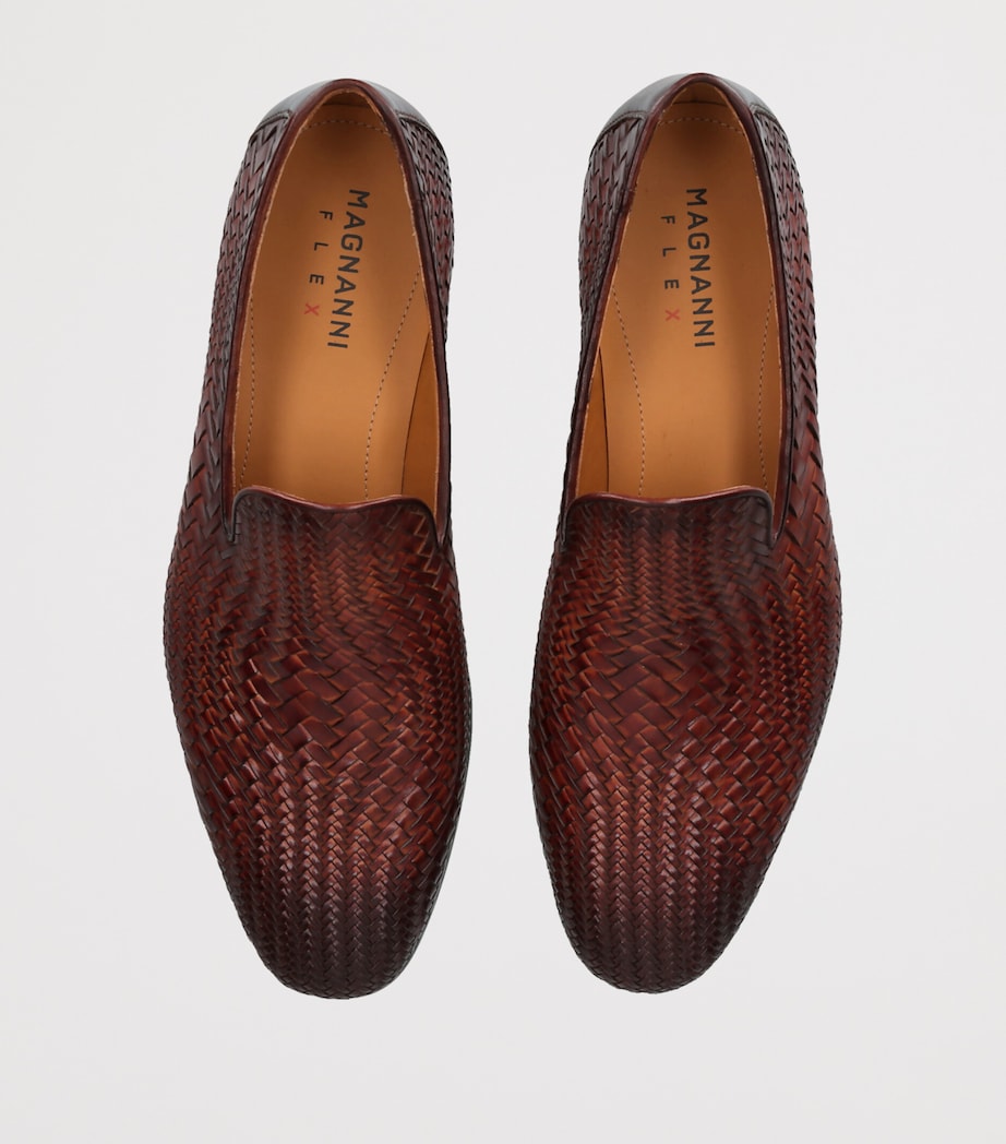 Magnanni Leather Aston Weave Loafers Tan Image 4