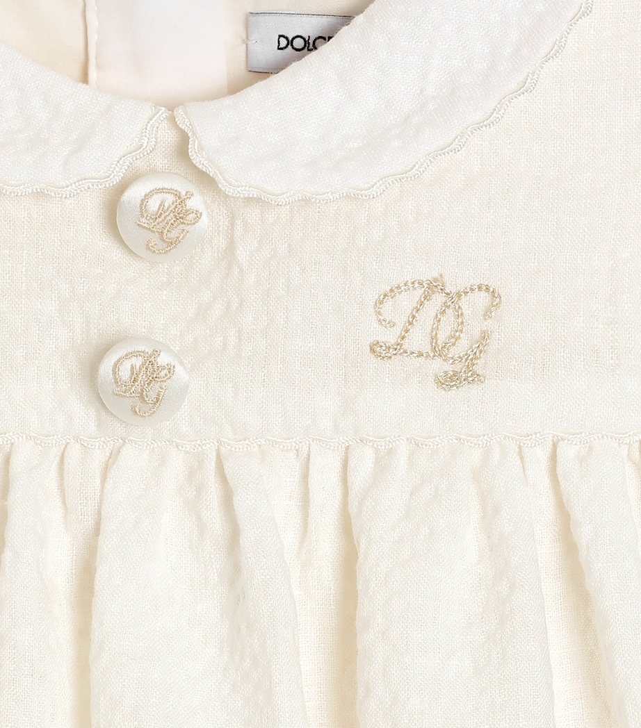 Dolce&Gabbana Kids Linen Seersucker Dress (3-30 Months) Whit Image 4