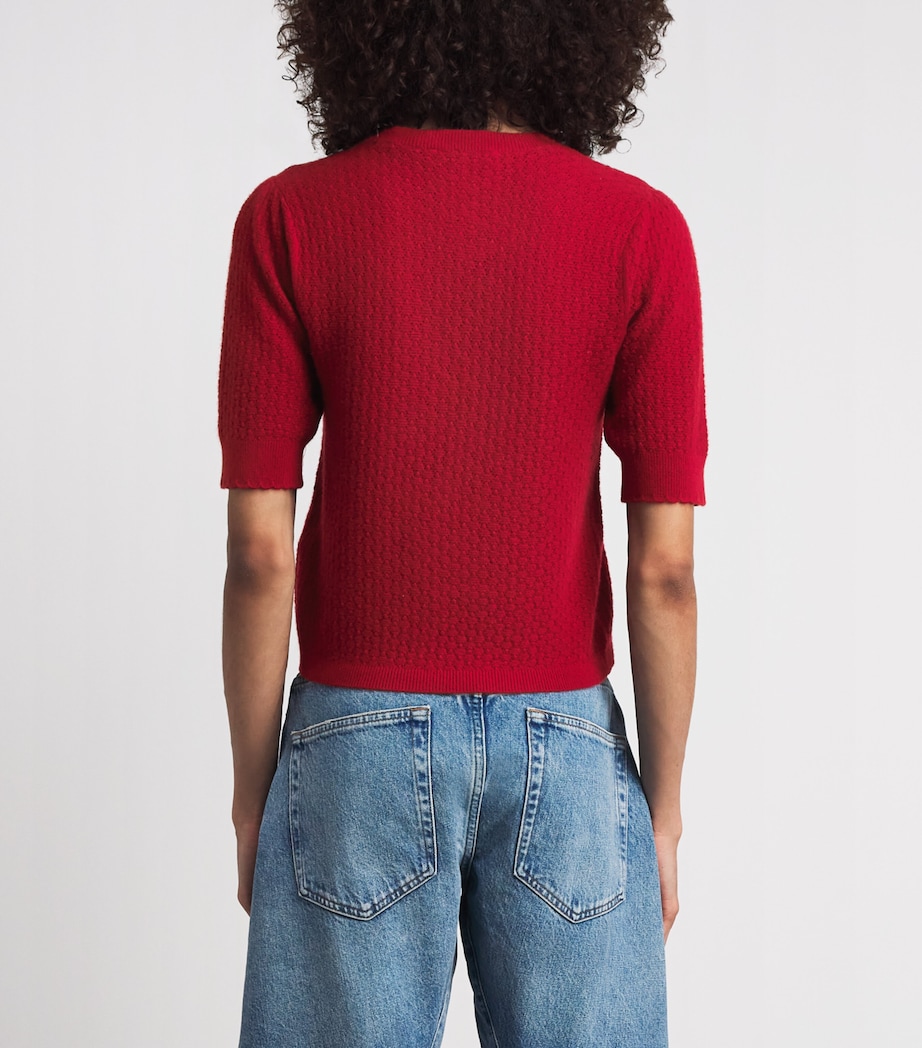 FRAME Womens Cashmere Pointelle The Gathered Honeycomb Sweater Paprika Image 5