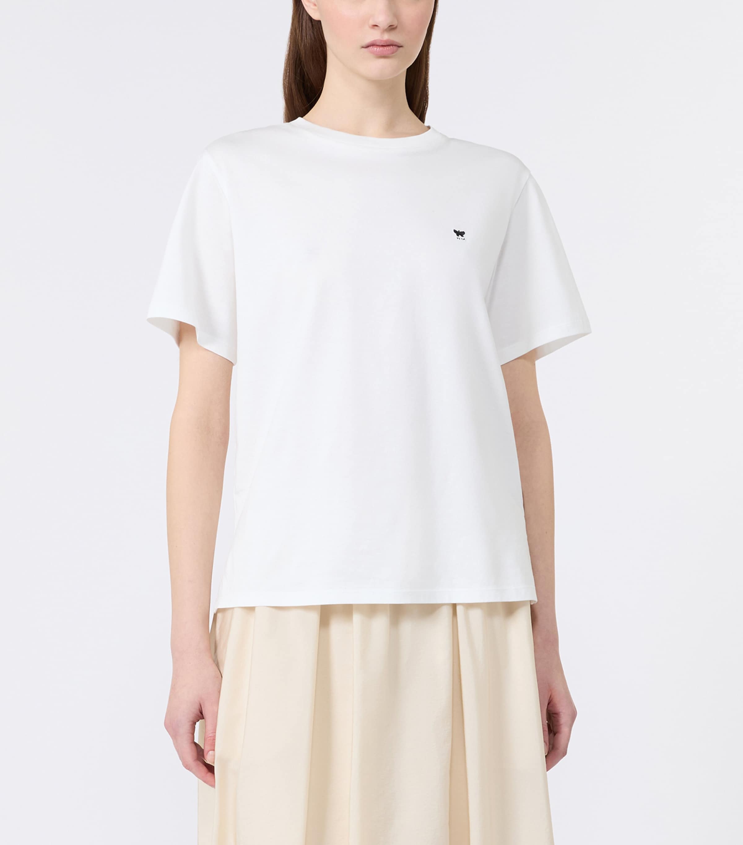 Weekend Max Mara Womens Cotton Embroidered T-Shirt White Image 2