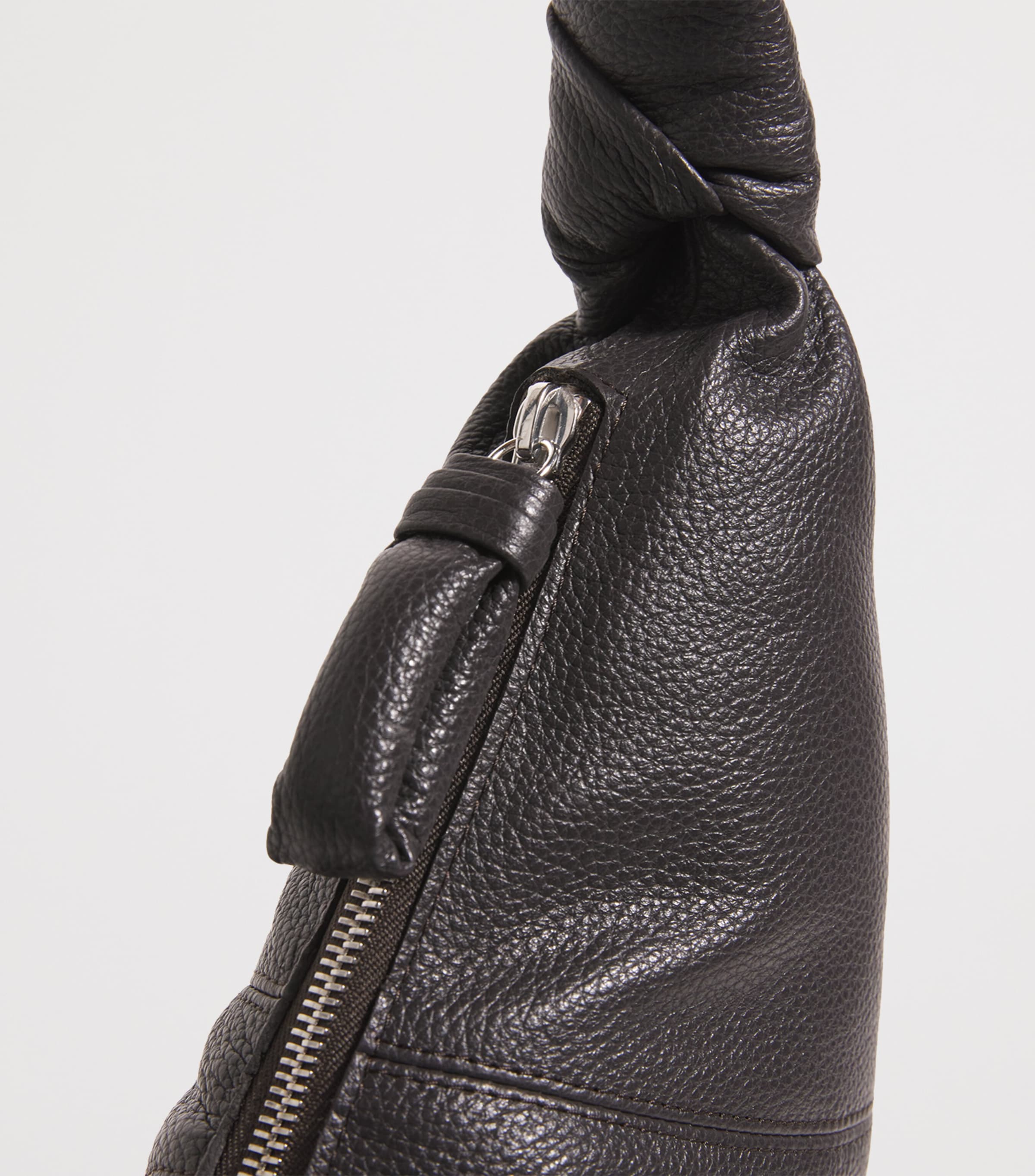 Medium Grained Leather Croissant Shoulder Bag BR490 DARK CHOCOLATE Image 4