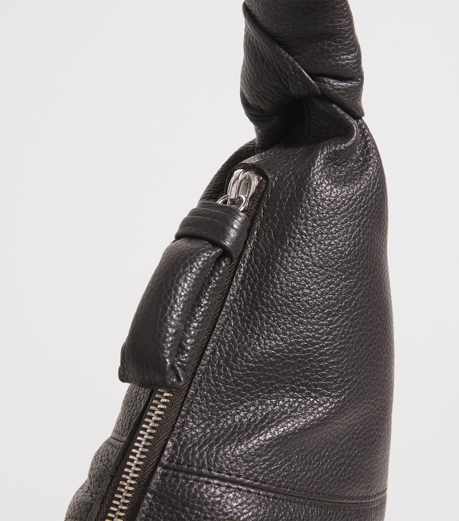 Medium Grained Leather Croissant Shoulder Bag BR490 DARK CHOCOLATE Image 4