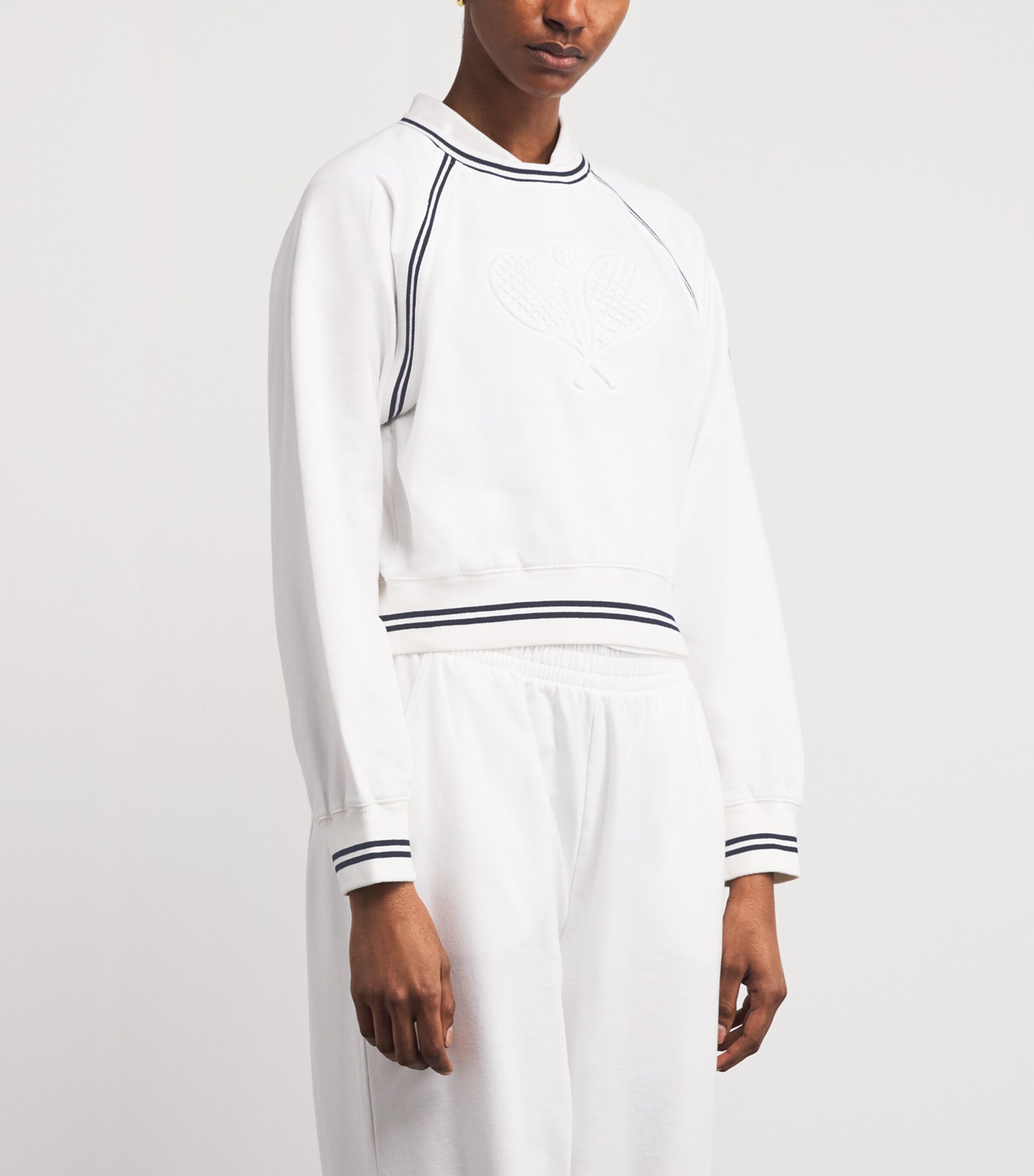 Stretch-Cotton Tennis Sweatshirt WHITE Image 3