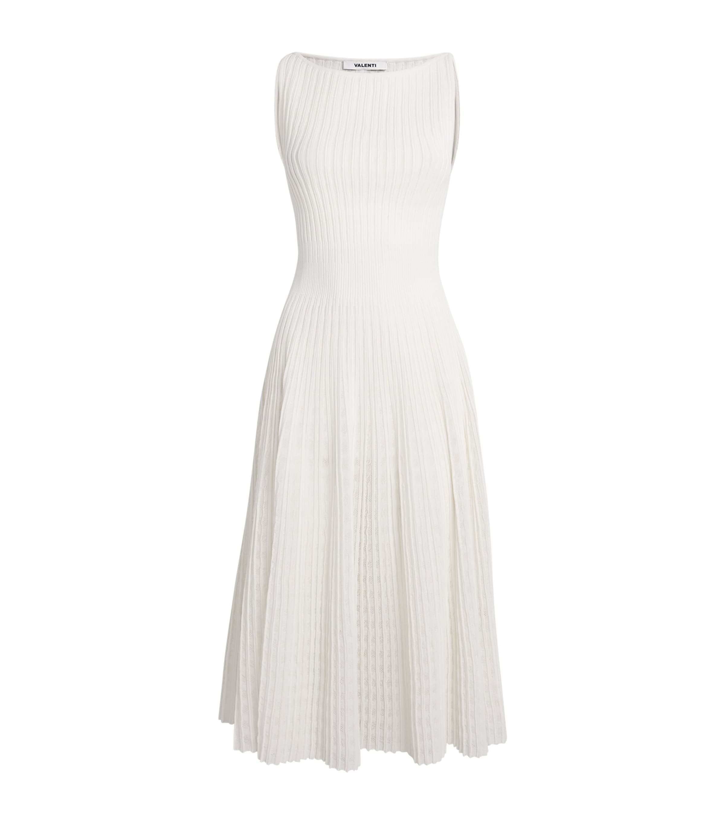 VALENTI Womens Knitted Isabela Midi Dress White Image 1
