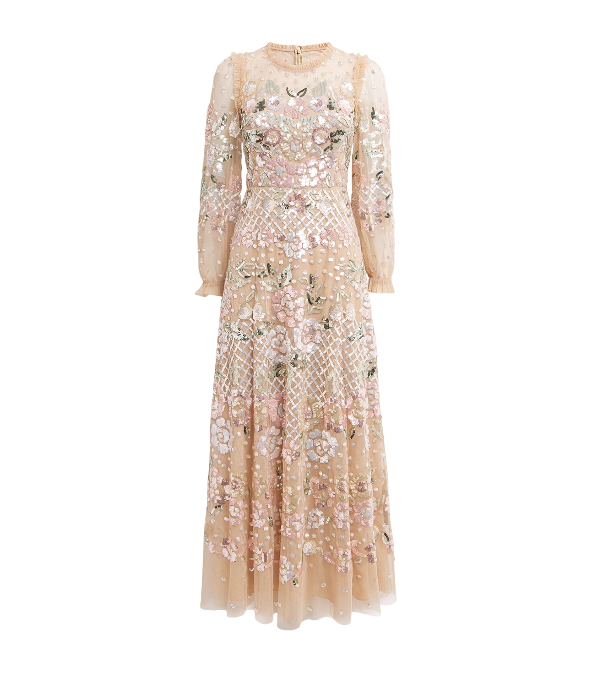 Needle & Thread Embellished Rosalie Maxi Dress In Neutral
