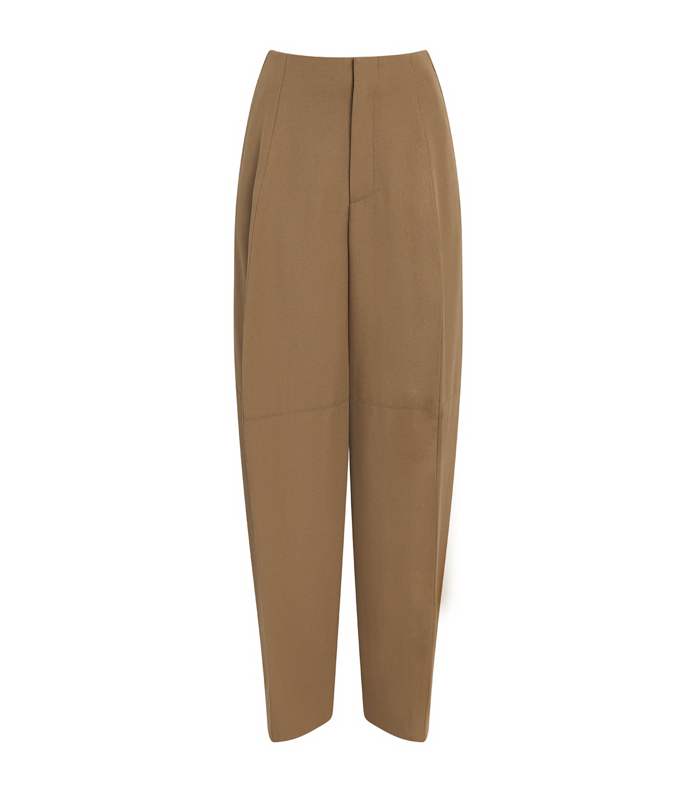 Victoria Beckham Virgin Wool Sculptural Leg Trousers In Brown