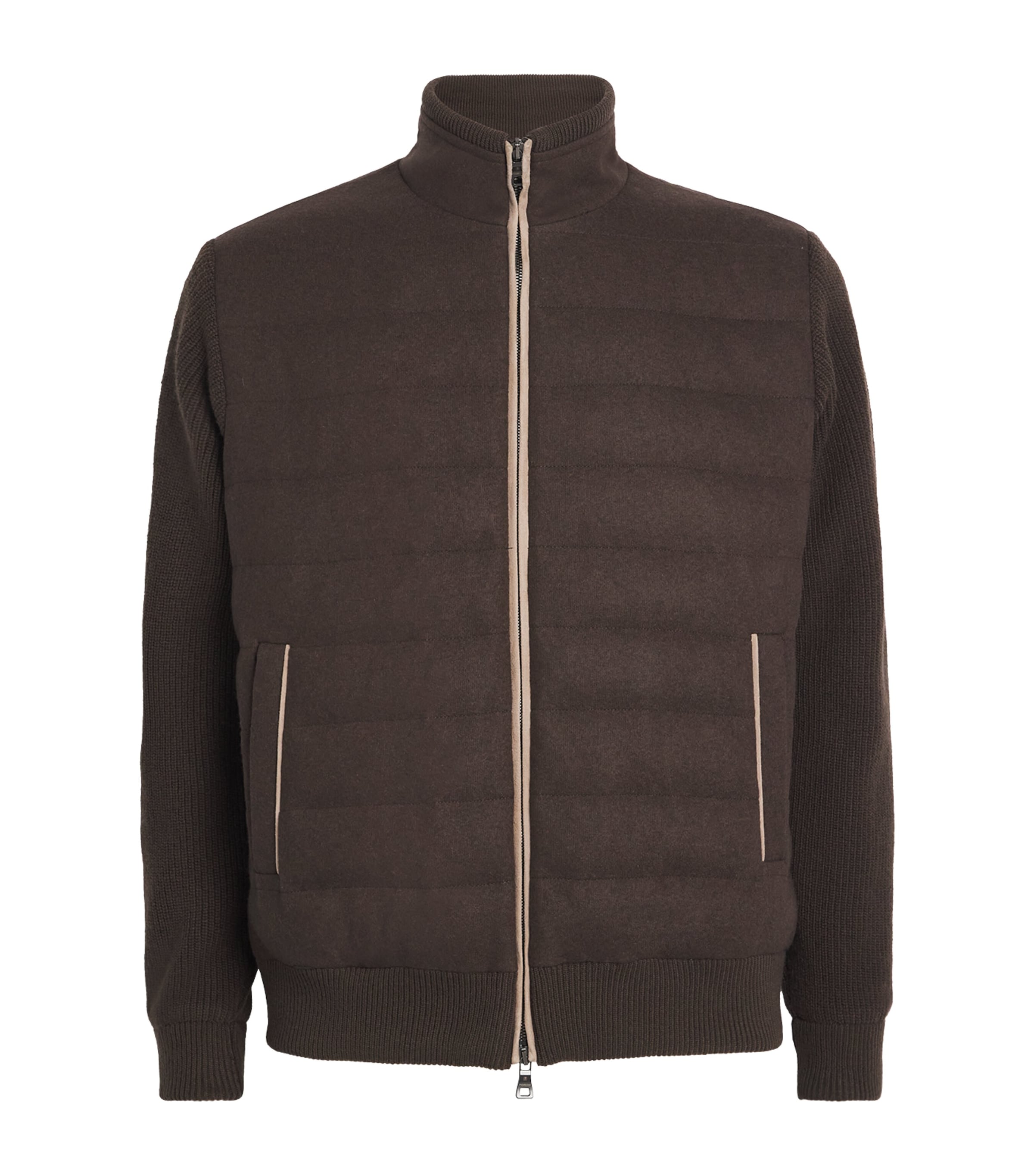 Fioroni Cashmere Virgin Wool-cashmere Down Jacket In Brown