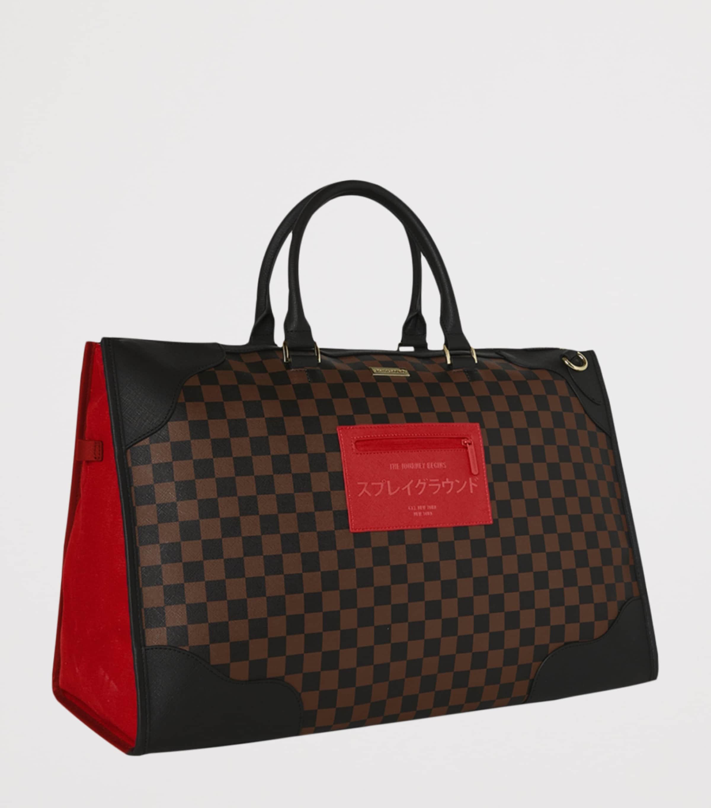 Sprayground Katana Check Boss Pyramid Duffle Bag Red Redemption Image 2
