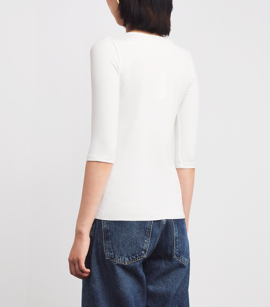 Ribbed Elbow-Sleeve T-Shirt 137OWT OPTIC WHITE Image 4
