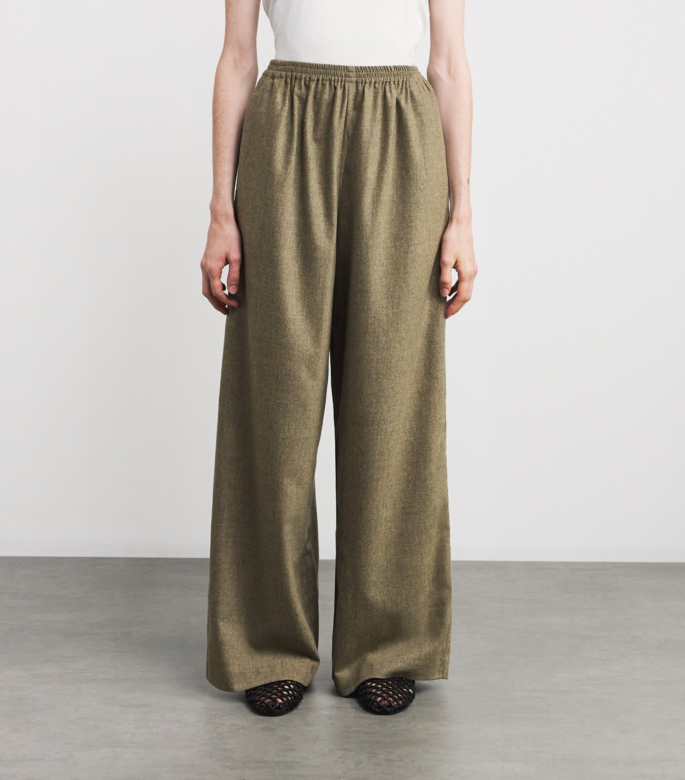 Cashmere-Wool Wide-Leg Trousers GRNSND Image 3