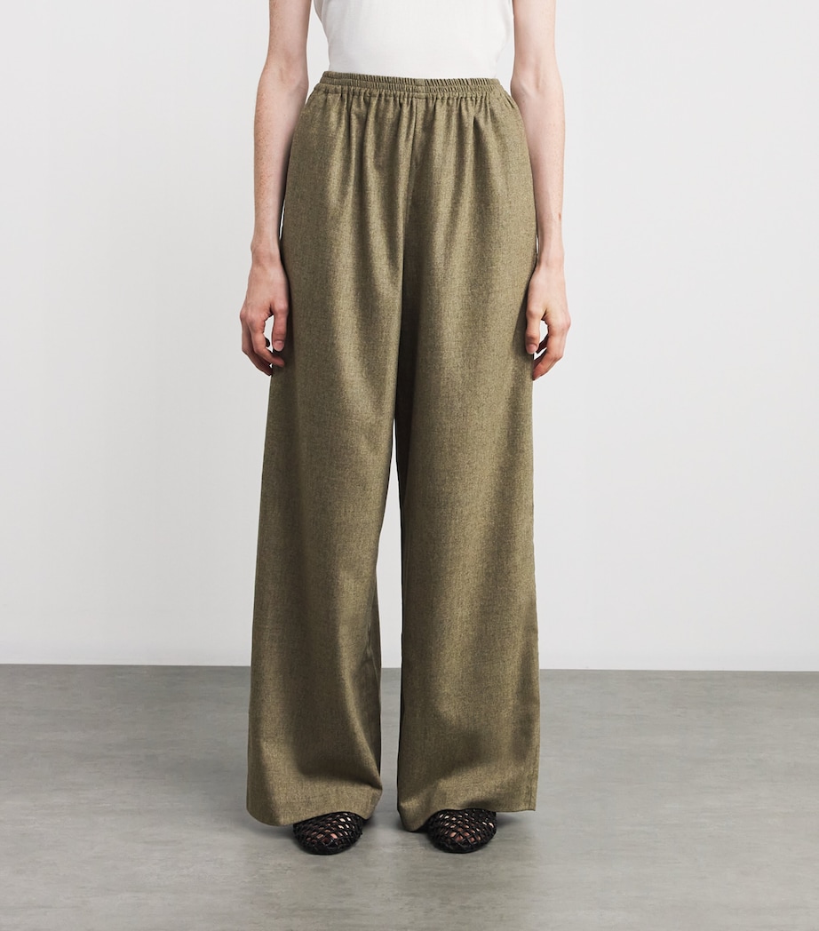 Cashmere-Wool Wide-Leg Trousers GRNSND Image 3