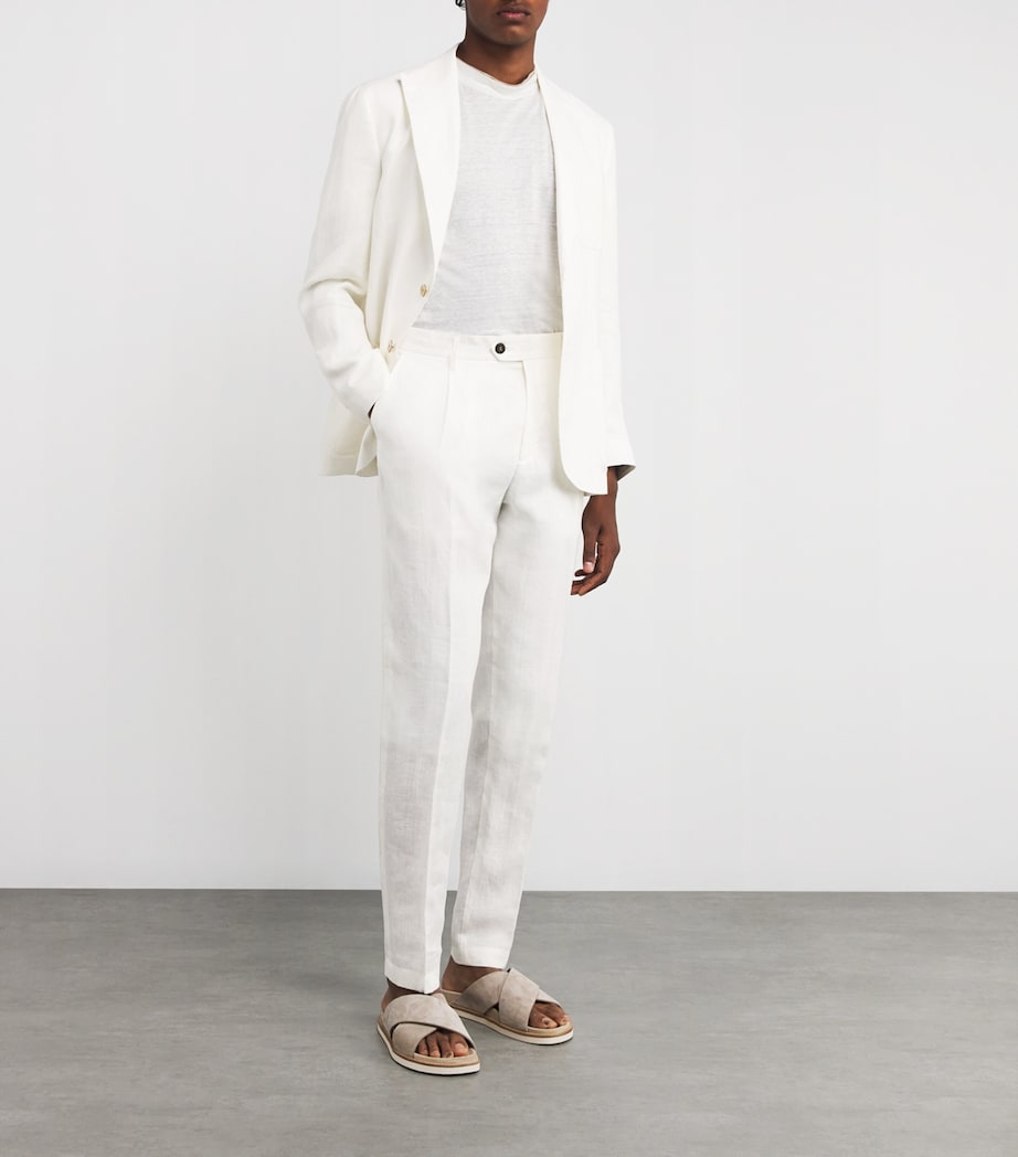 x Harrods Linen Tailored Trousers BIANCO Image 2