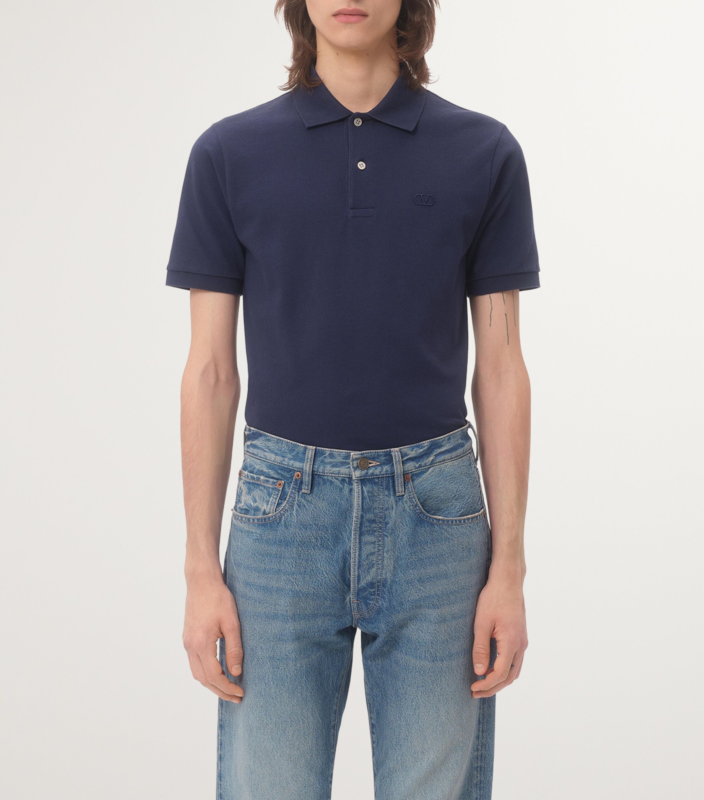 Tシャツ・カットソー VALENTINO Polo Valentino Garavani VLogo (V3MH01KB19 0NO) Valentino Vlogo Signature Cotton Polo Shirt - Men