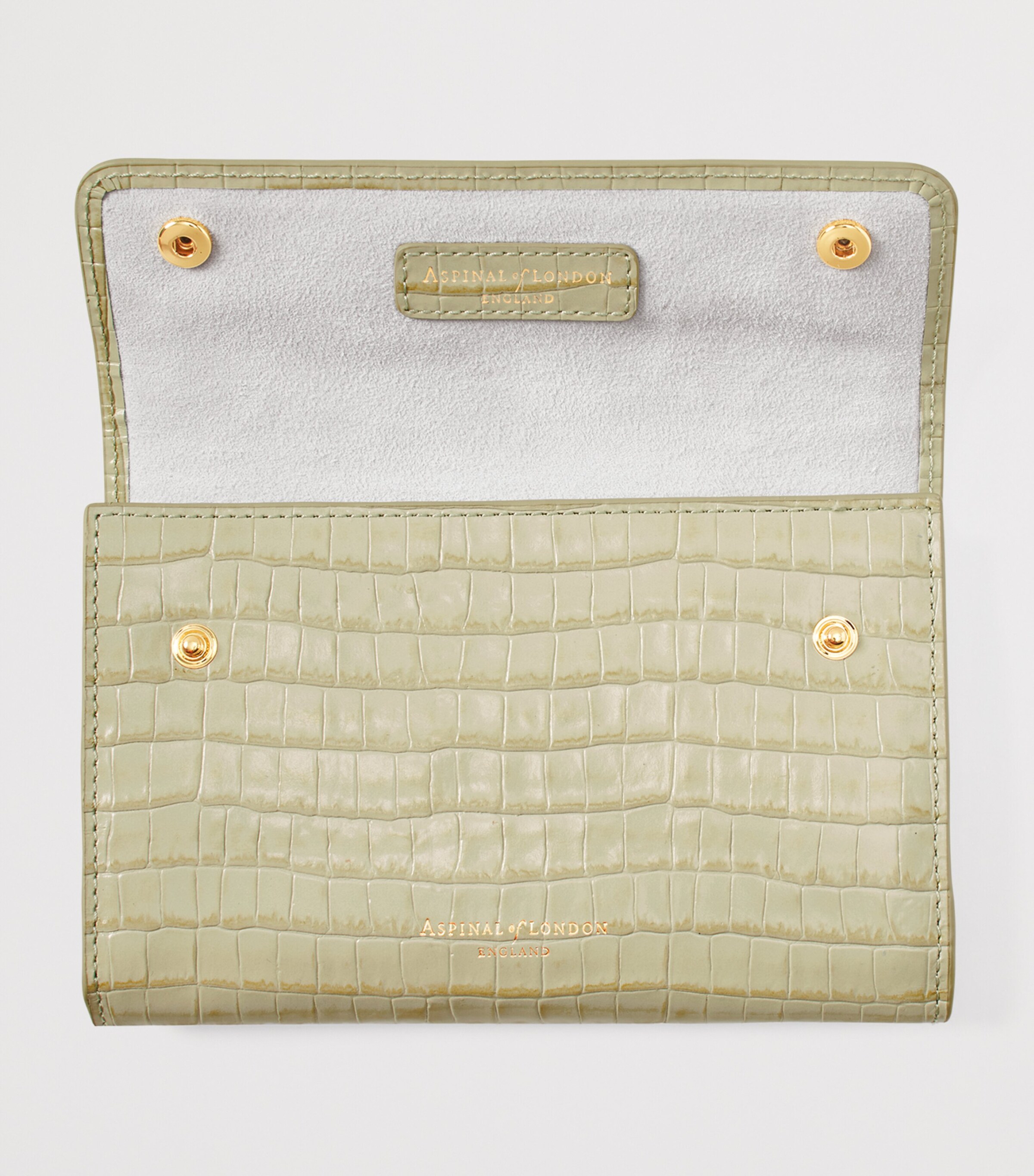 Aspinal Of London Leather Jewellery Roll Box Pistachio Image 3