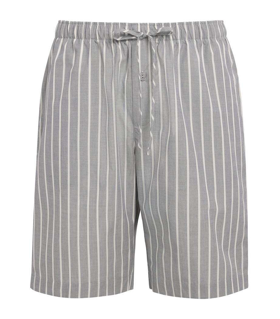 Hanro Mens Cotton Night & Day Lounge Shorts Denim Stripe Image 1