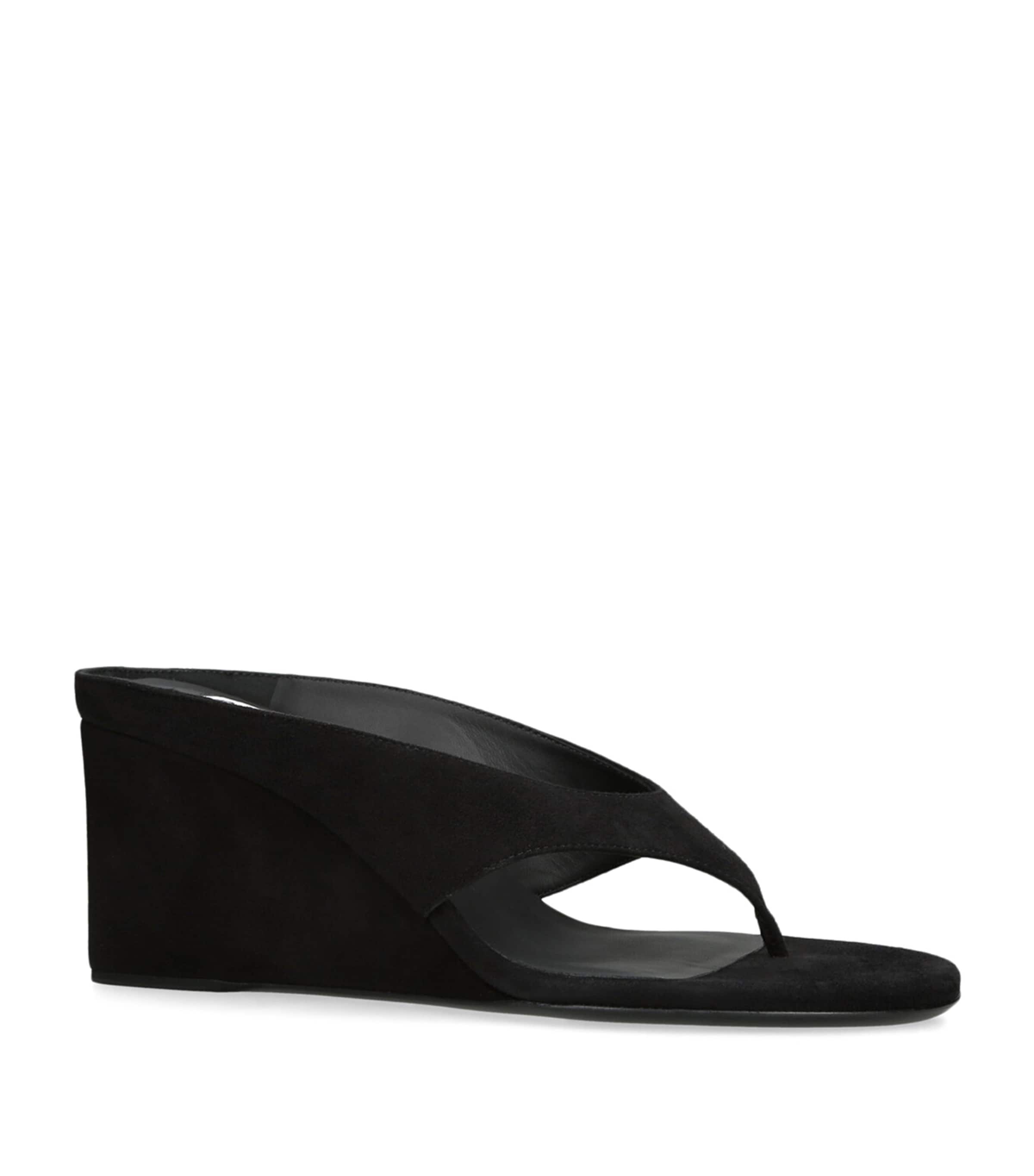 Alaïa Suede Cube Wedge Sandals 75 Black Image 3