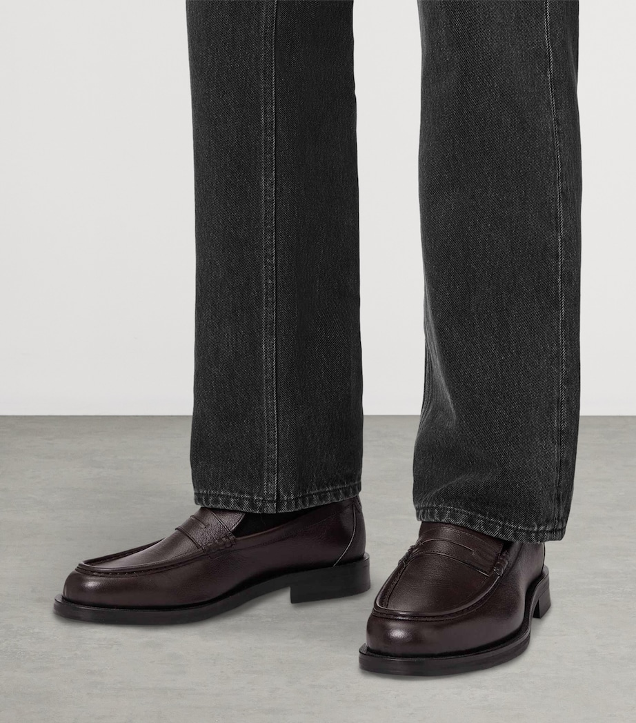AllSaints Leather Bloom Loafers Oxblood Red Image 2