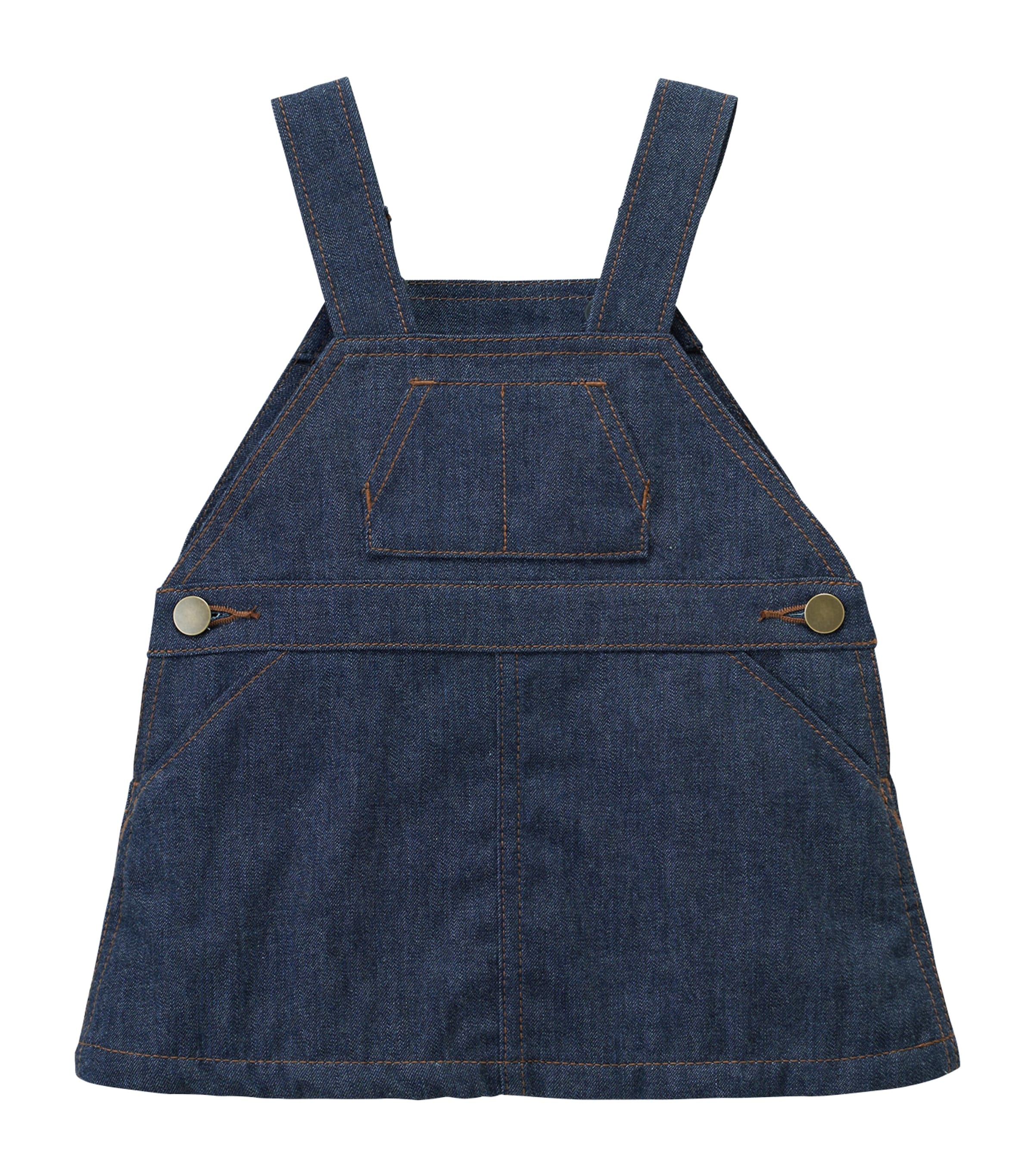 Miki House Kids' Denim Dungaree Dress In Blue