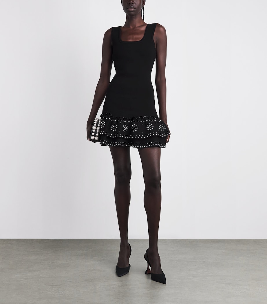 Sandro Paris Womens Knit Studded Mini Dress Black Image 2