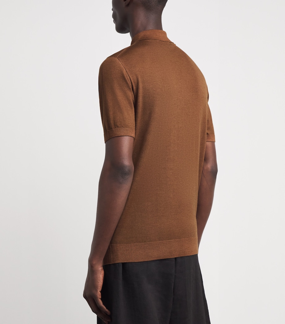 Corneliani Mens Cashmere-Silk Polo Shirt Burned Land Image 5