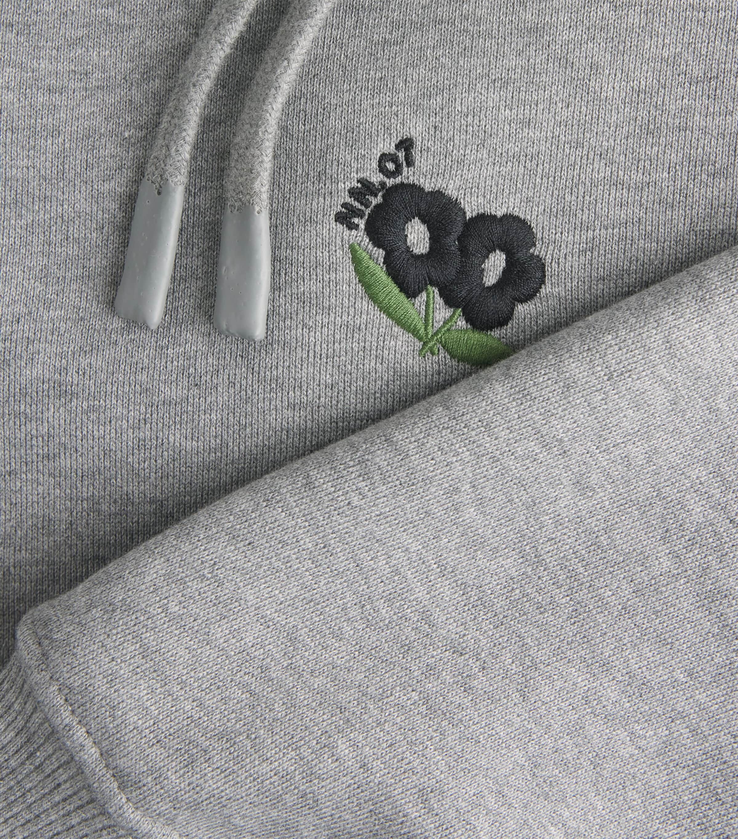 NN.07 Mens Cotton Embroidered David Hoodie Medium Grey Mel Image 6