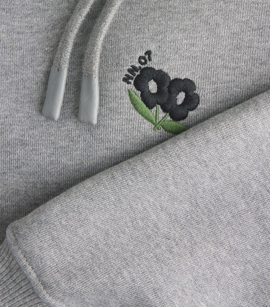 NN.07 Mens Cotton Embroidered David Hoodie Medium Grey Mel Image 6