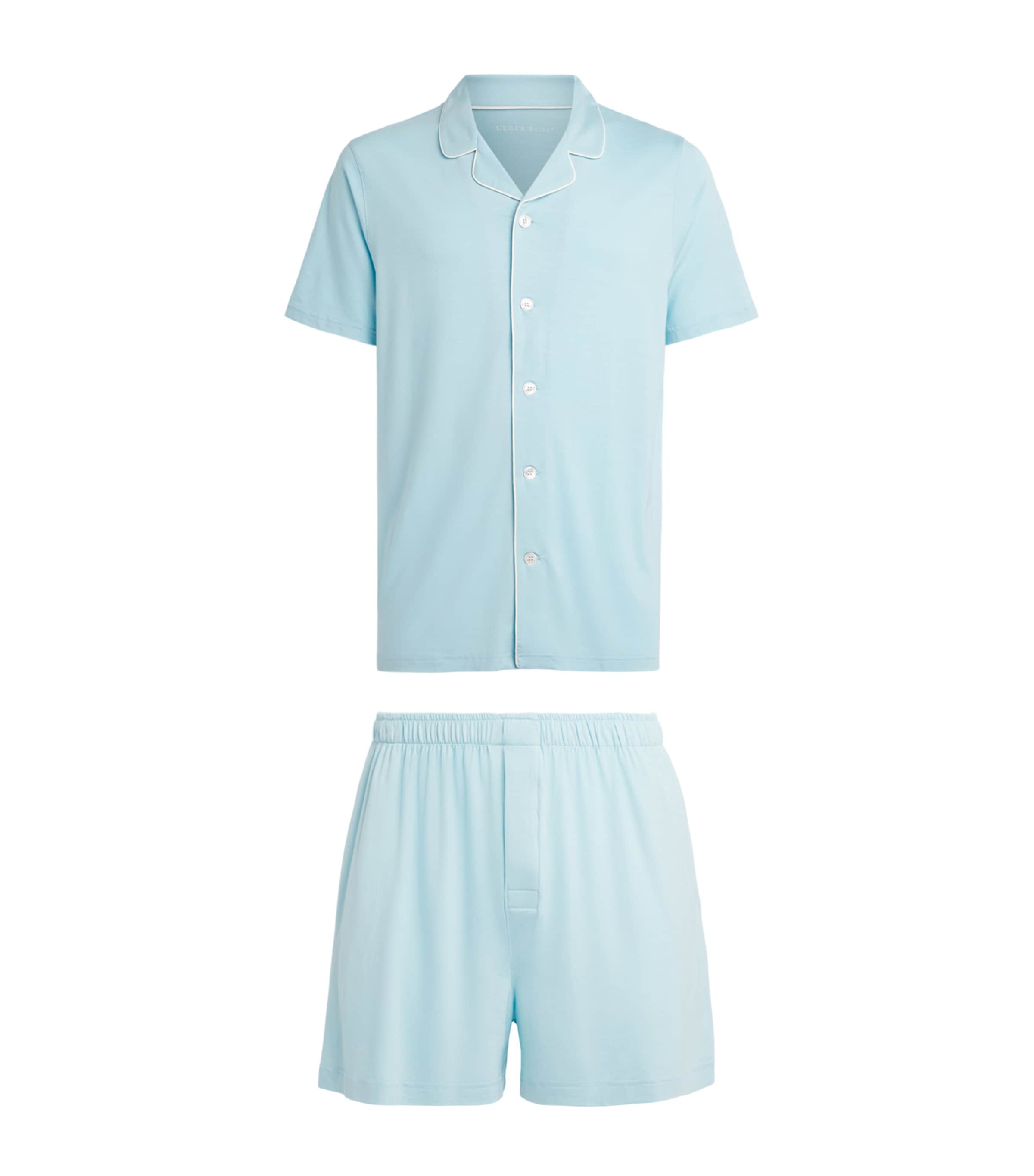 Derek Rose Mens Modal-Blend Short Basel Pyjama Set Blu Image 1