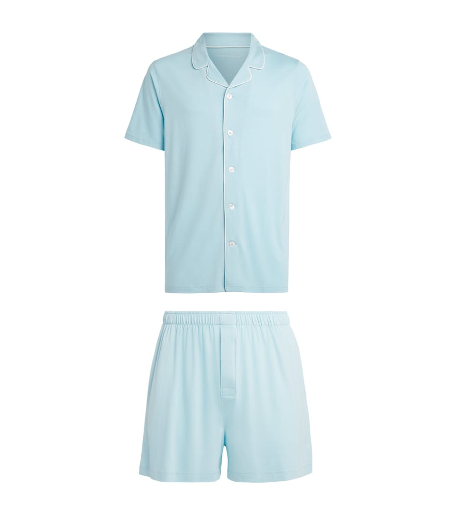 Derek Rose Mens Modal-Blend Short Basel Pyjama Set Blu Image 1