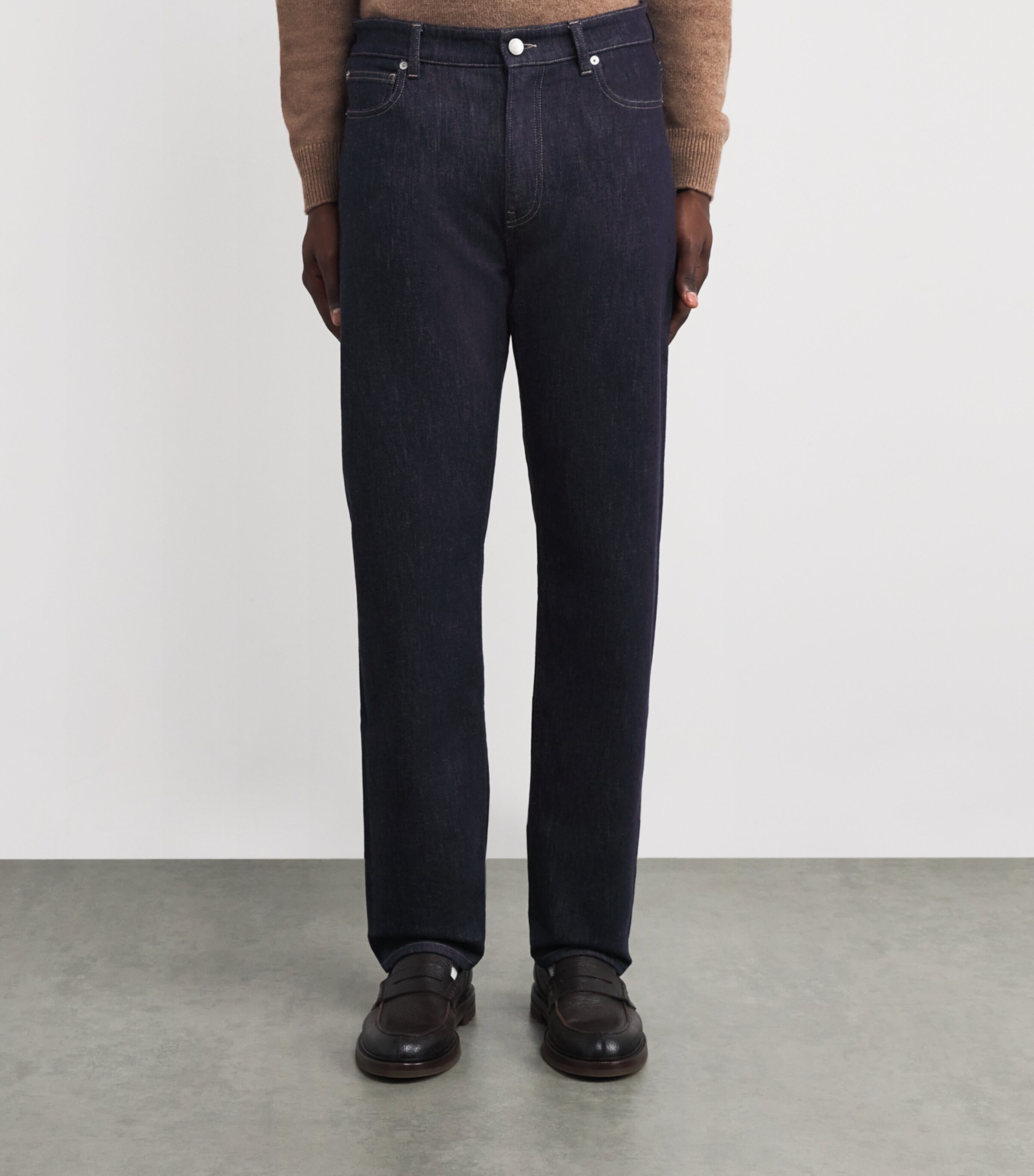 Agnona Mens Cotton-Wool Slim Jeans Blue Night Image 3