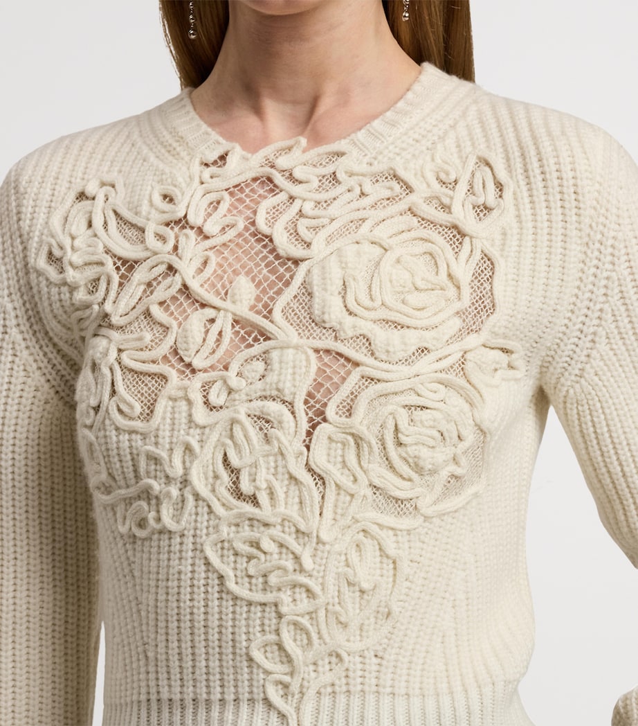 Cashmere Floral Sweater CREAM Image 7