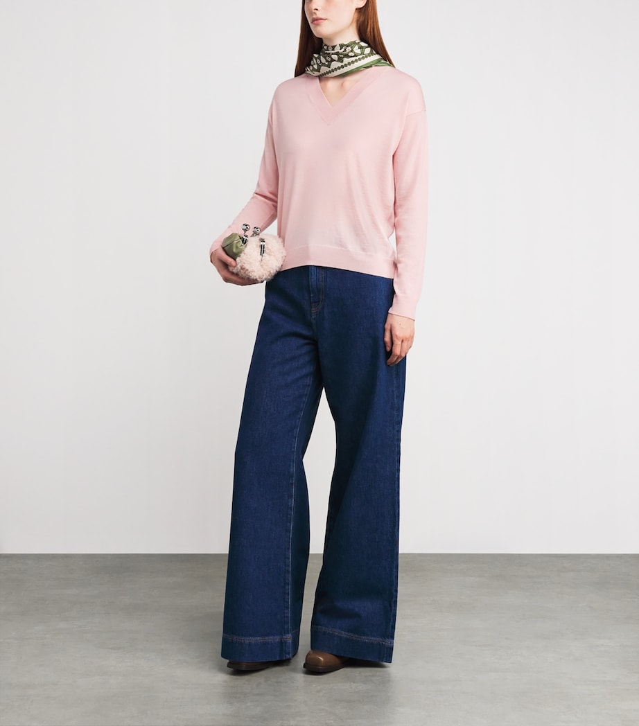 Wool-Cashmere V-Neck Sweater PINK Image 2