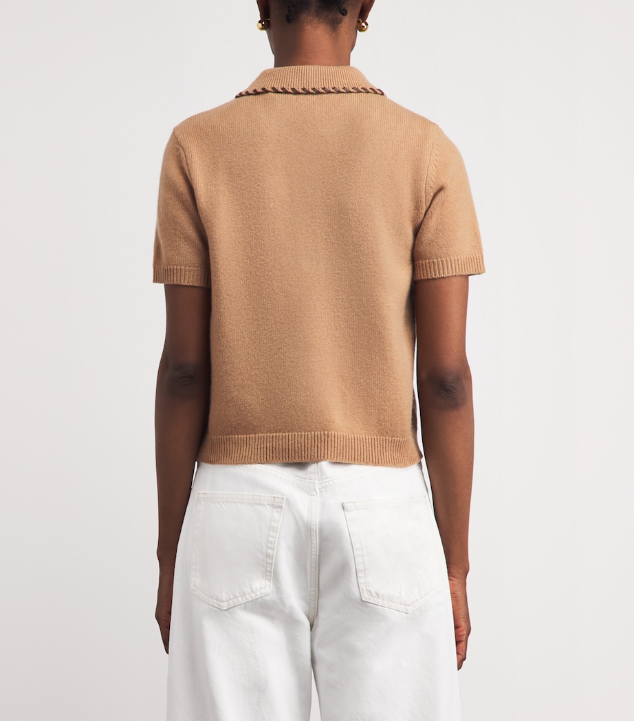 FRAME Womens Wool-Cashmere Polo Sweater Caml Camel Image 5