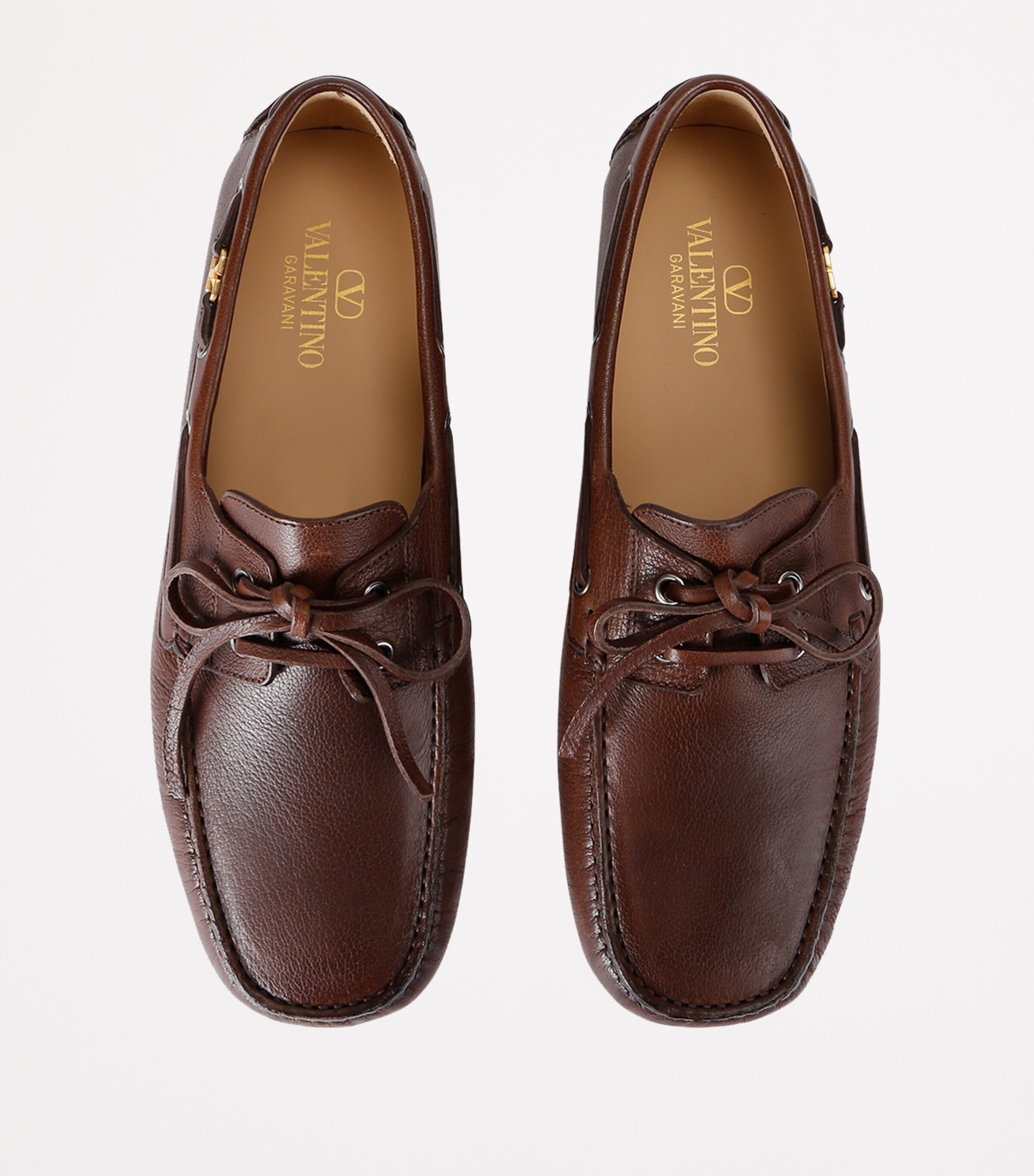 Valentino Garavani Leather VLogo Driving Shoes Dark Brown Image 6