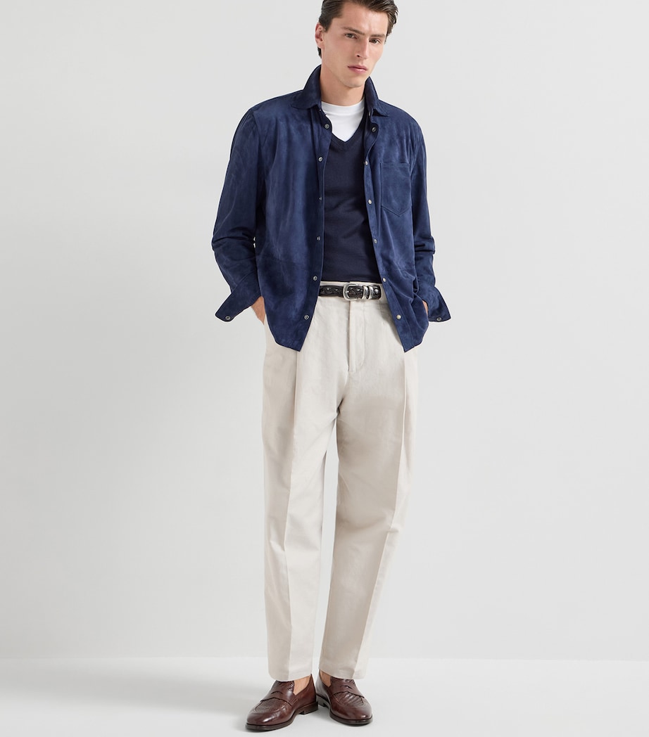 Brunello Cucinelli Mens Cashmere-Silk V-Neck Sweater Image 2