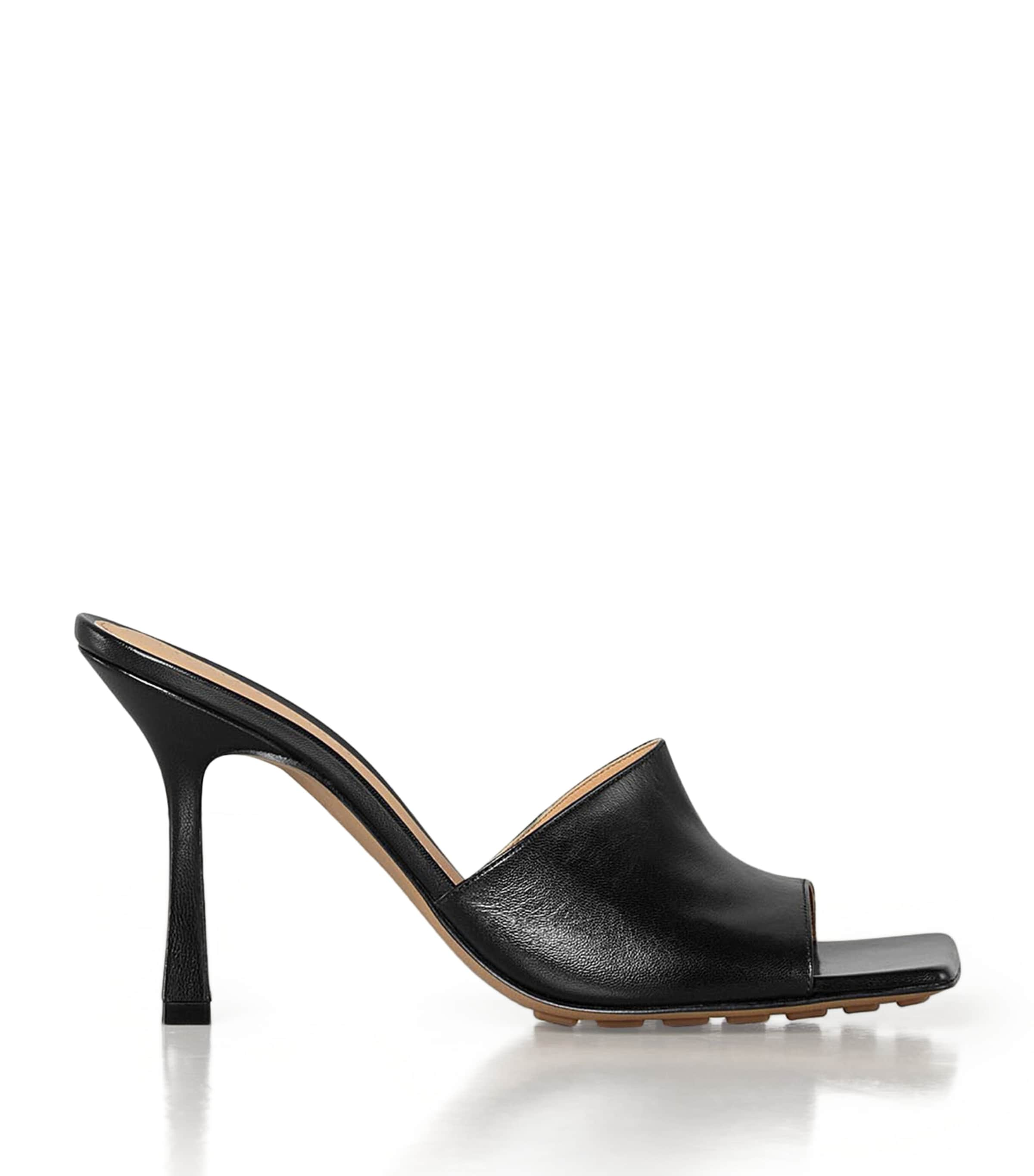 Shop Bottega Veneta Leather Stretch Mules 90 In Black