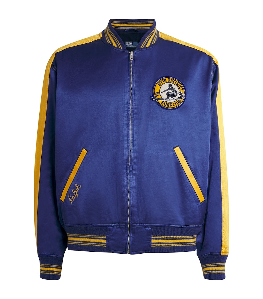Polo Ralph Lauren Mens Cotton-Blend Varsity Bomber Jacket Blue Image 1
