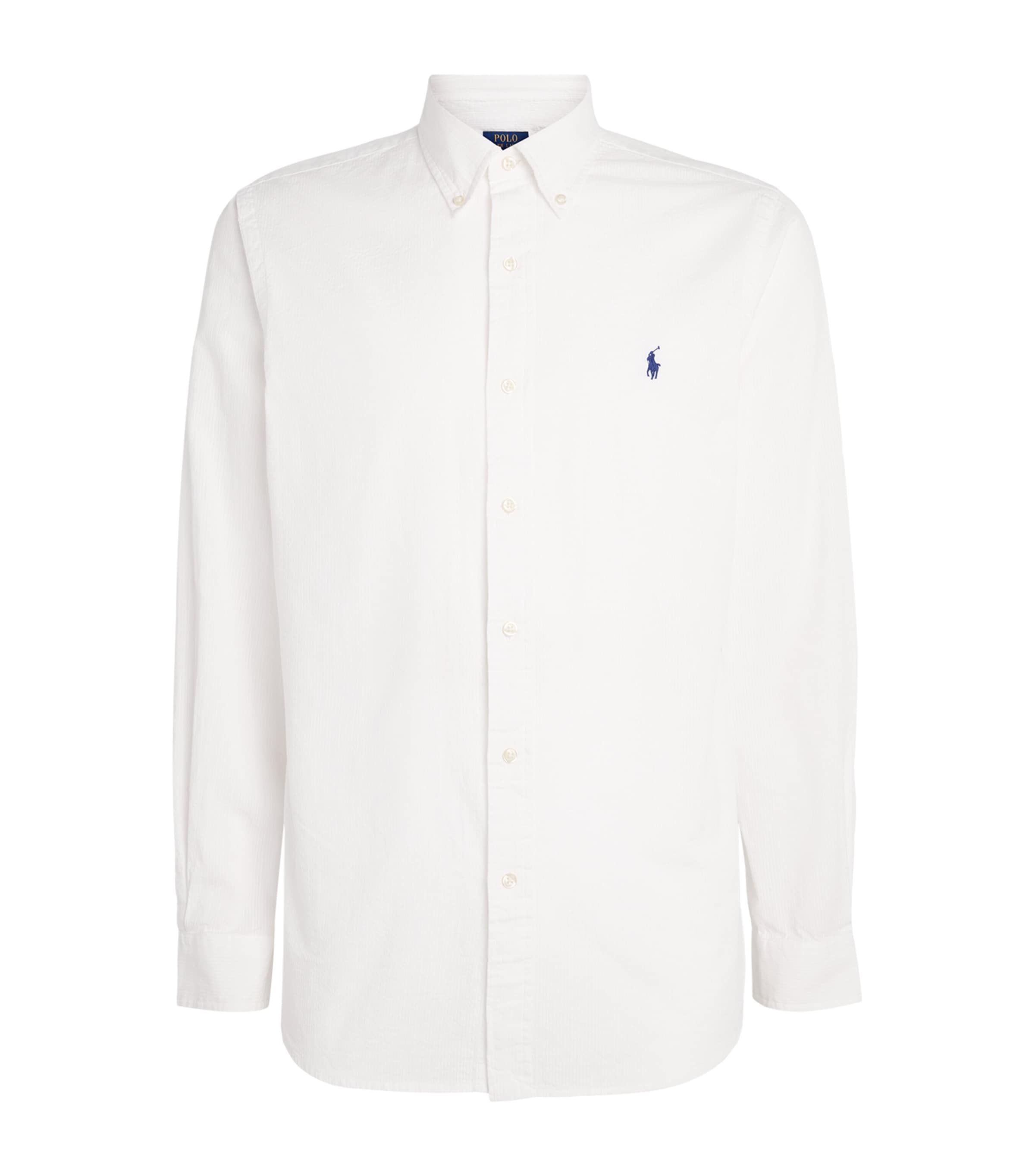 Polo Ralph Lauren Mens Cotton Seersucker Custom Fit Shirt White Image 1