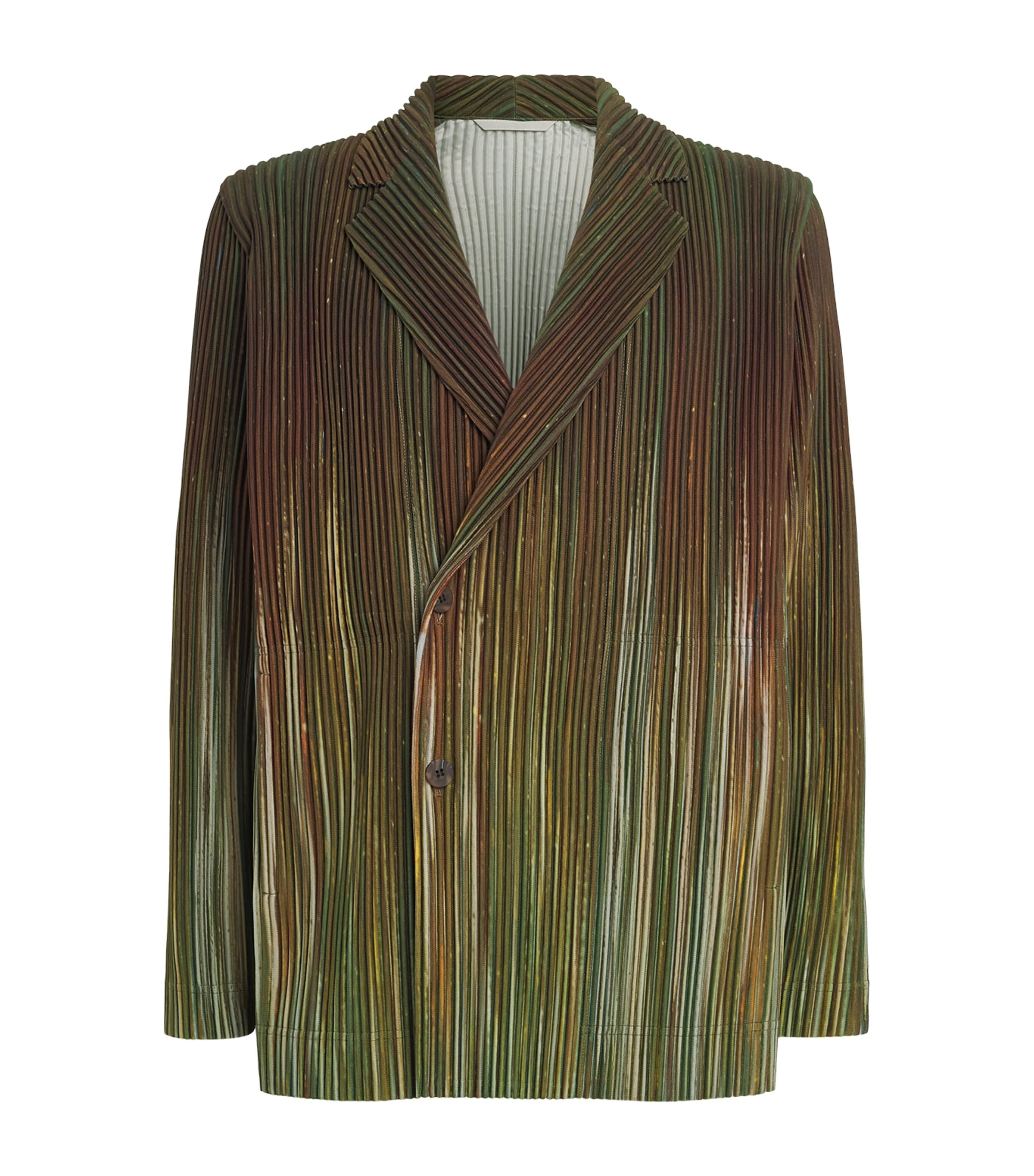 Homme Plissé Issey Miyake Mens Pleated Blazer Green Image 1