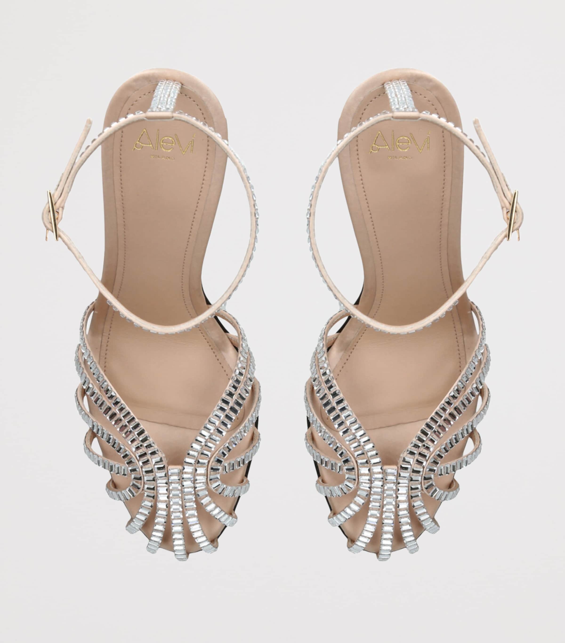 Alevì Satin Penelope Xtal Heeled Sandals 95 Silver Com Image 4