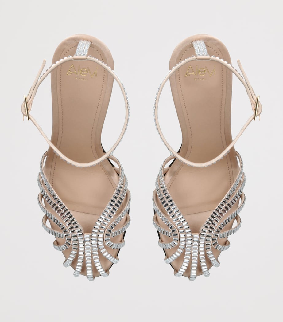 Alevì Satin Penelope Xtal Heeled Sandals 95 Silver Com Image 4