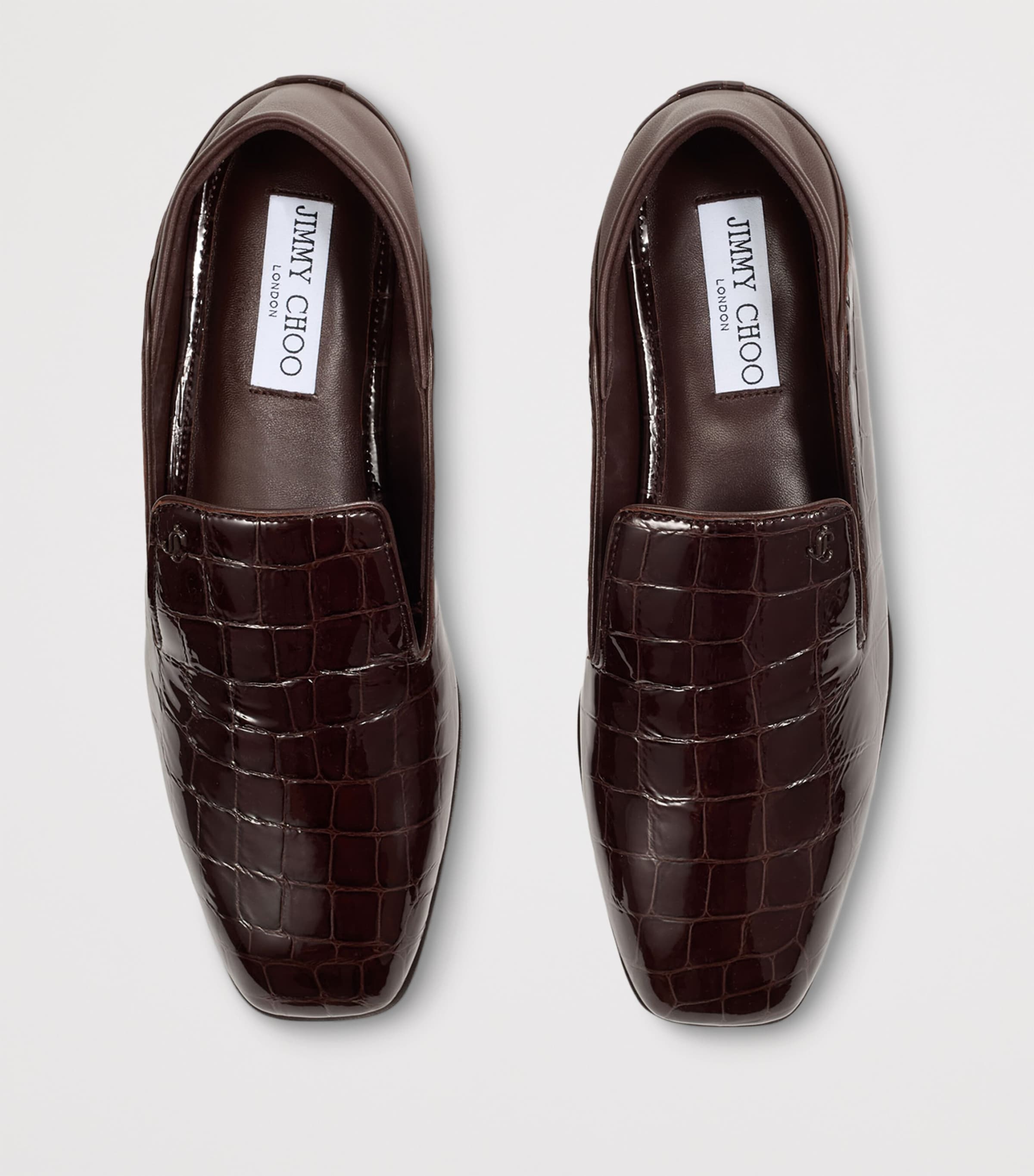 Jimmy Choo Brown Eliot Leather Croc-Embossed Slippers | Harrods US