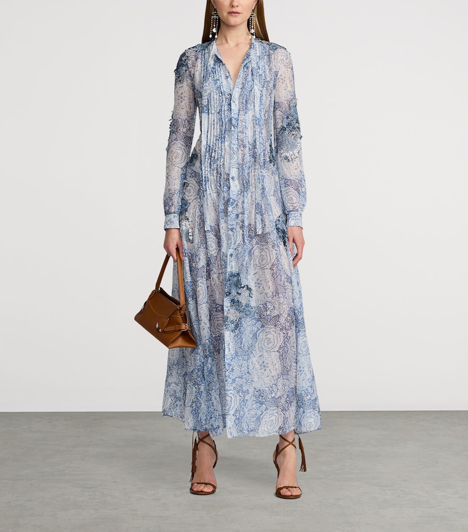 Linen-Silk Hannes Dress BLUE MULTI Image 9