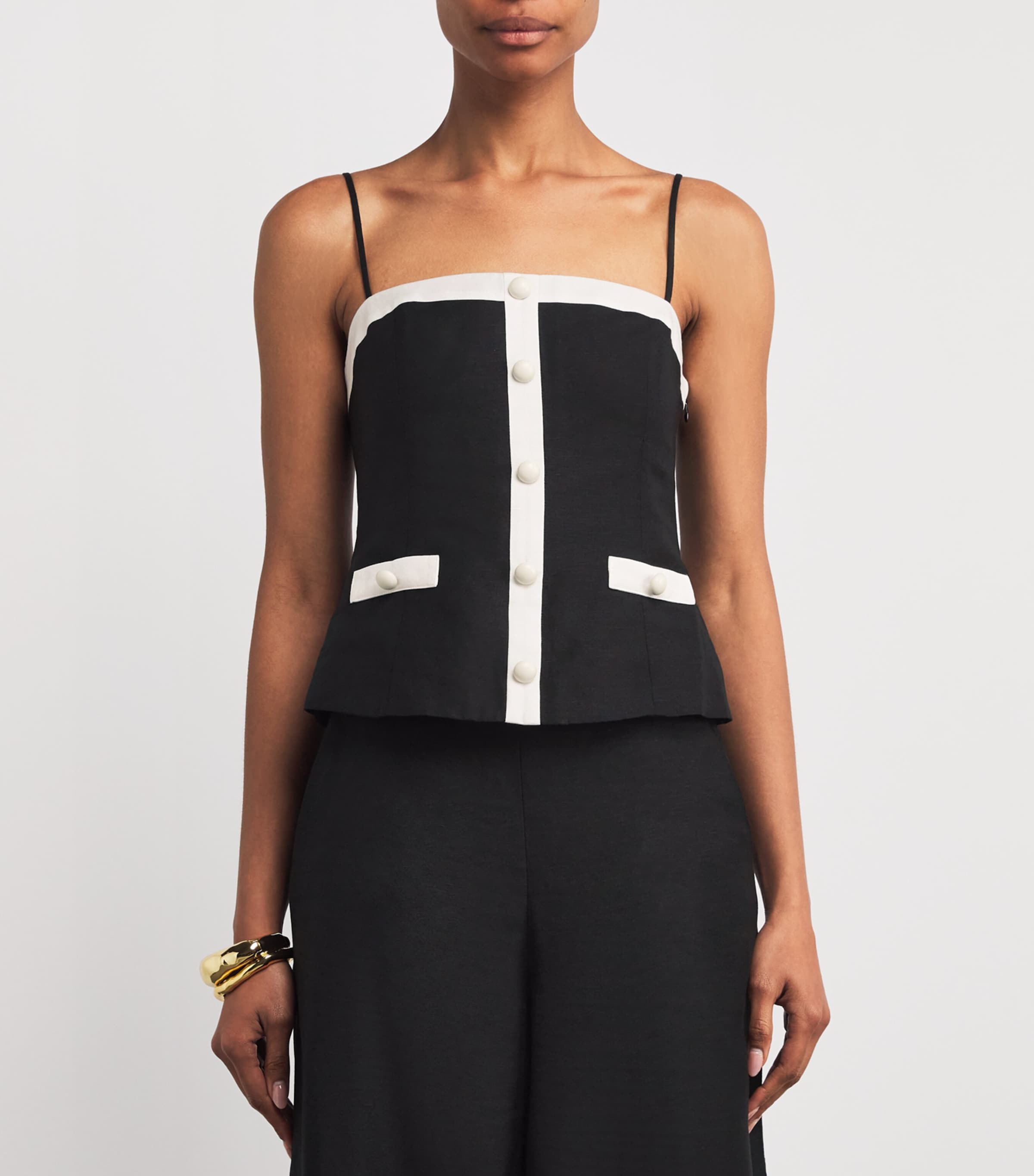 Linen-Blend Eleanor Cami Top BLACK MULTI Image 3