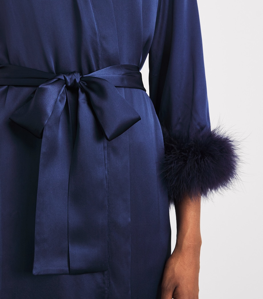 Gilda & Pearl Womens Silk Meet Me At Midnight Robe Sapphire Image 3