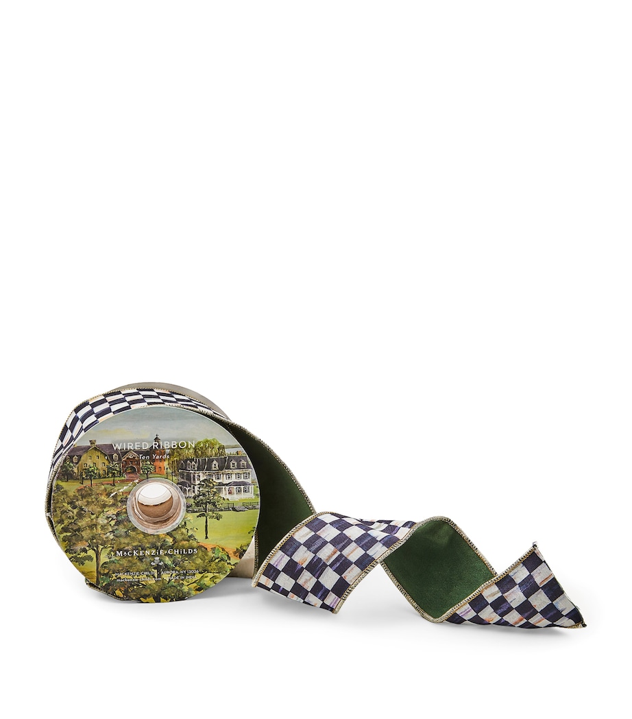 MacKenzie-Childs Faux Suede Courtly Check Ribbon Black Image 1