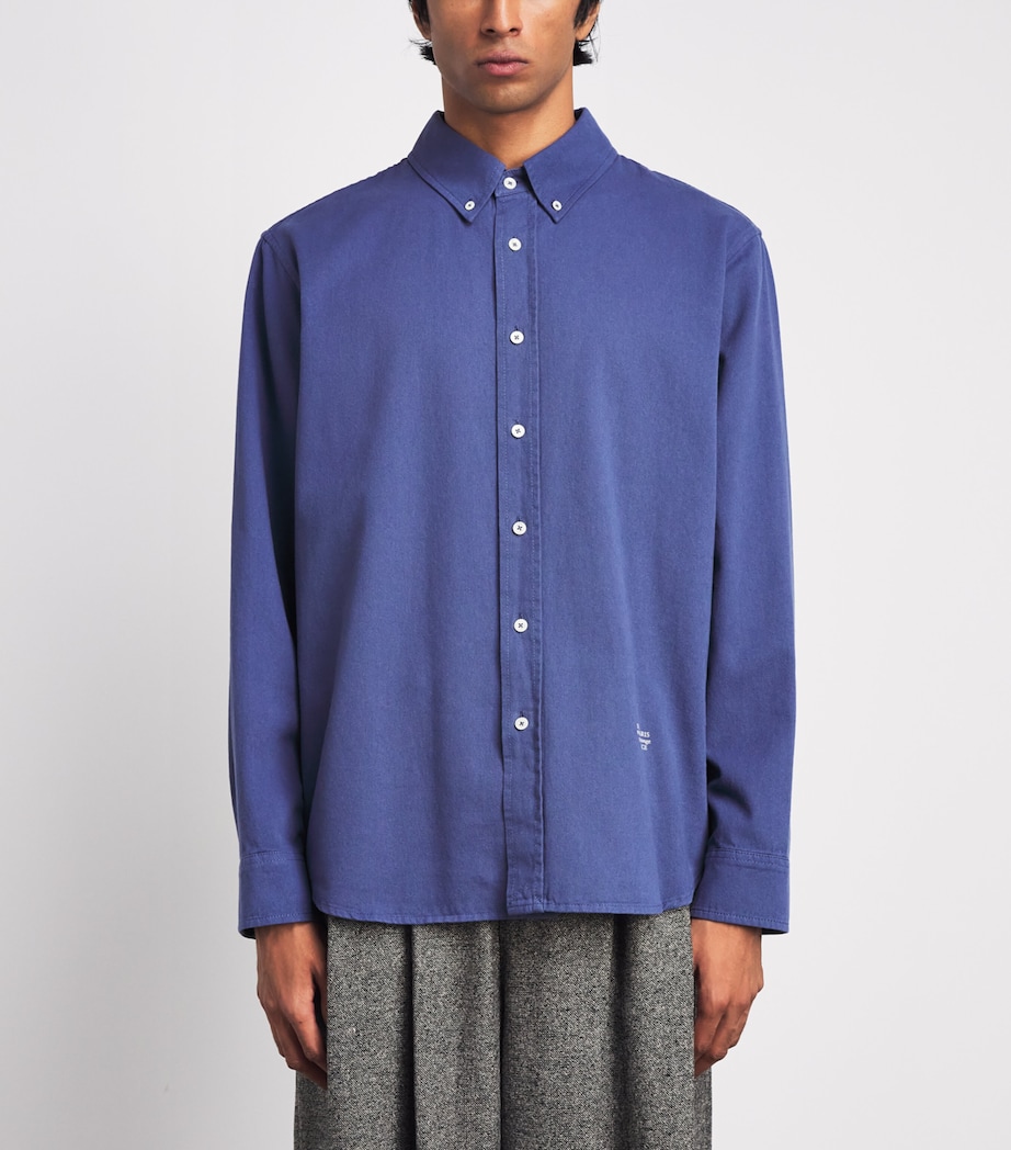 System Mens Cotton Printed Logo Shirt Purple Blue Image 4