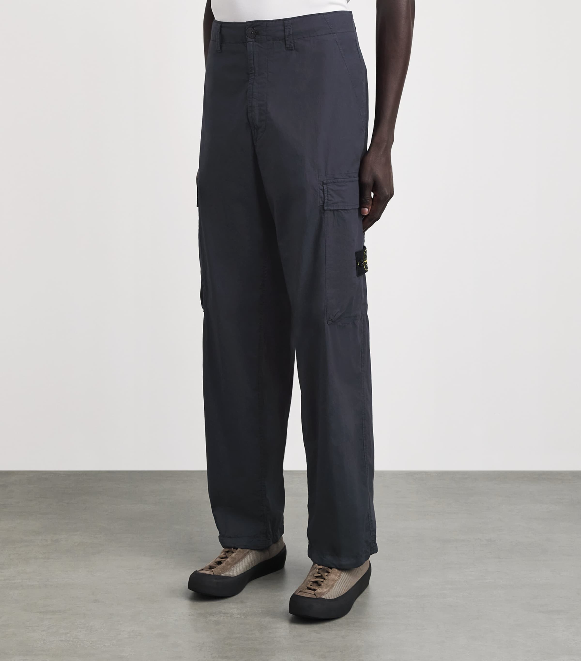 Stone Island Mens Stretch-Cotton Straight Cargo Trousers Image 4
