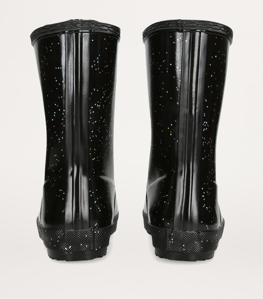 Giant Glitter First Wellington Boots BLACK Image 2