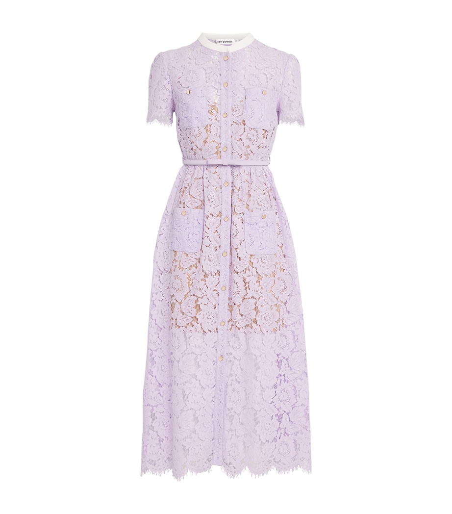 Lace Belted Midi Dress LILAC Image 1