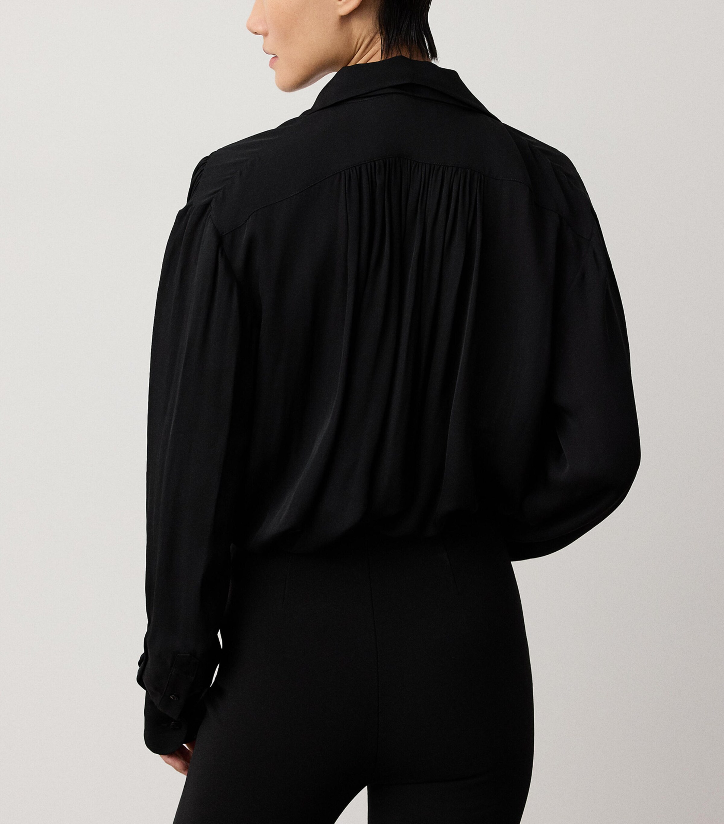 Ralph Lauren Collection Womens Satin Karmen Oversized Shirt Black Image 4
